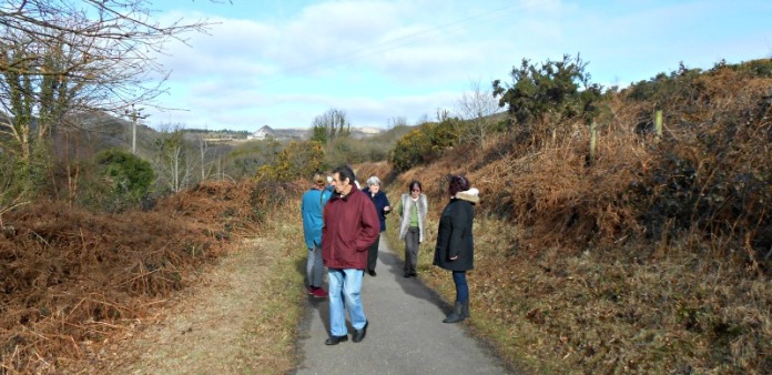 group walking on the clay trails